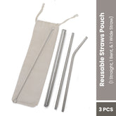 Stainless Steel Straws (Set of 3 & 1 Cleaning Brush)